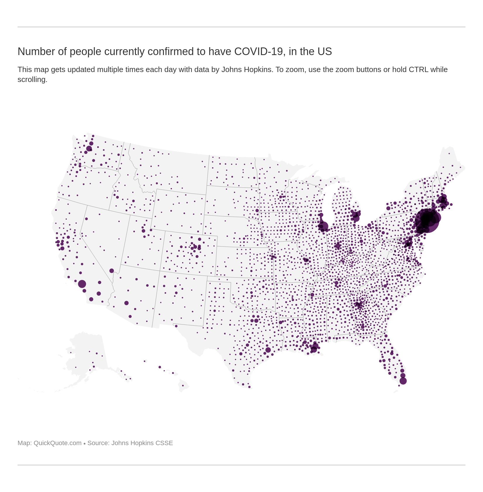 Number of people currently confirmed to have COVID-19, in the US